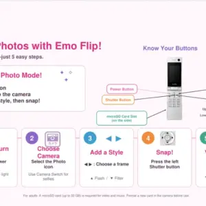 預訂 (2026年11月2日截) Emo-Flip 摺疊相機 HS-08 天使白 (訂價:$306) BD81234